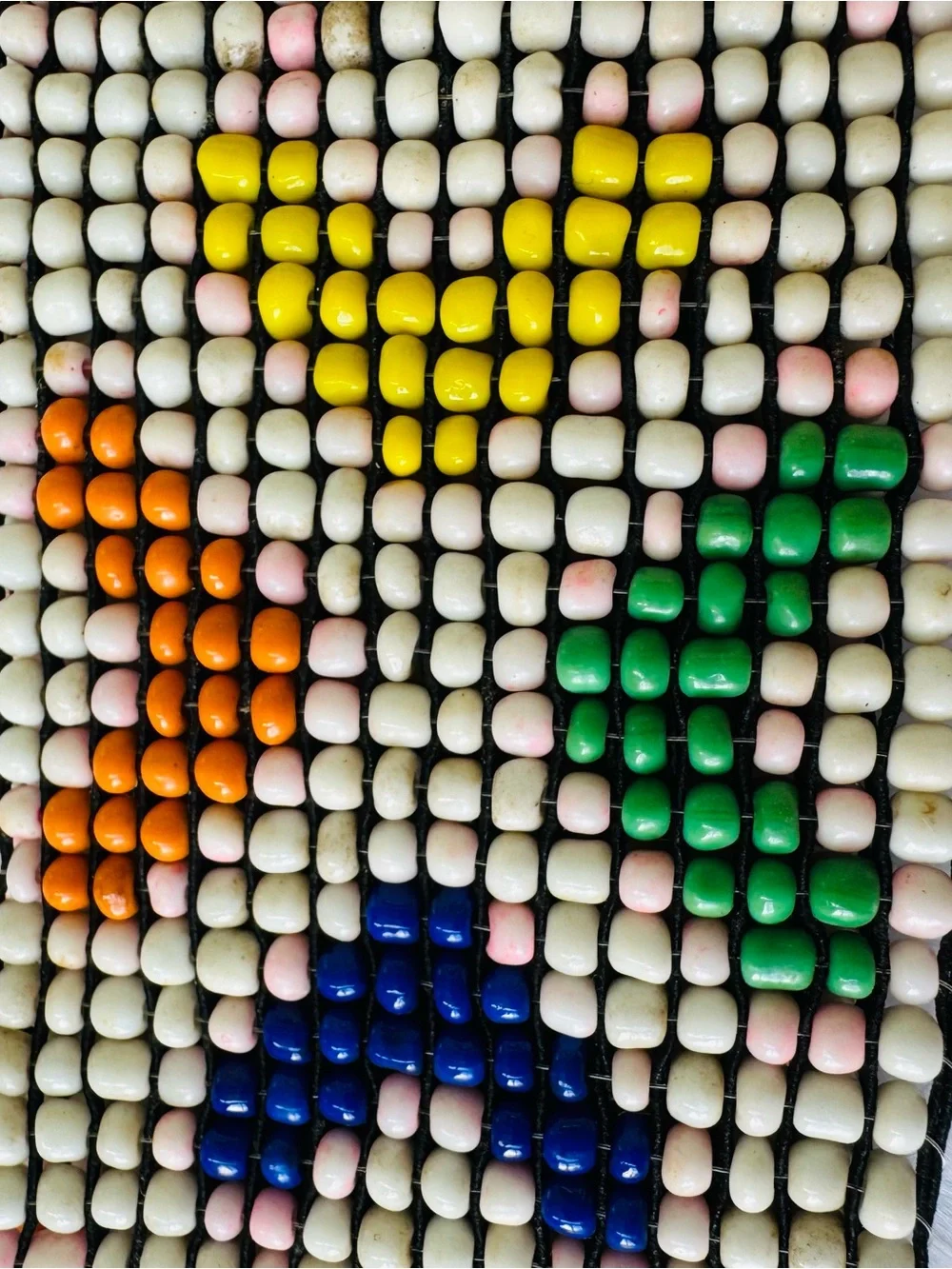 Handcrafted Reversible Multicolor Seed-Bead Waist Belt with Wooden Buckle